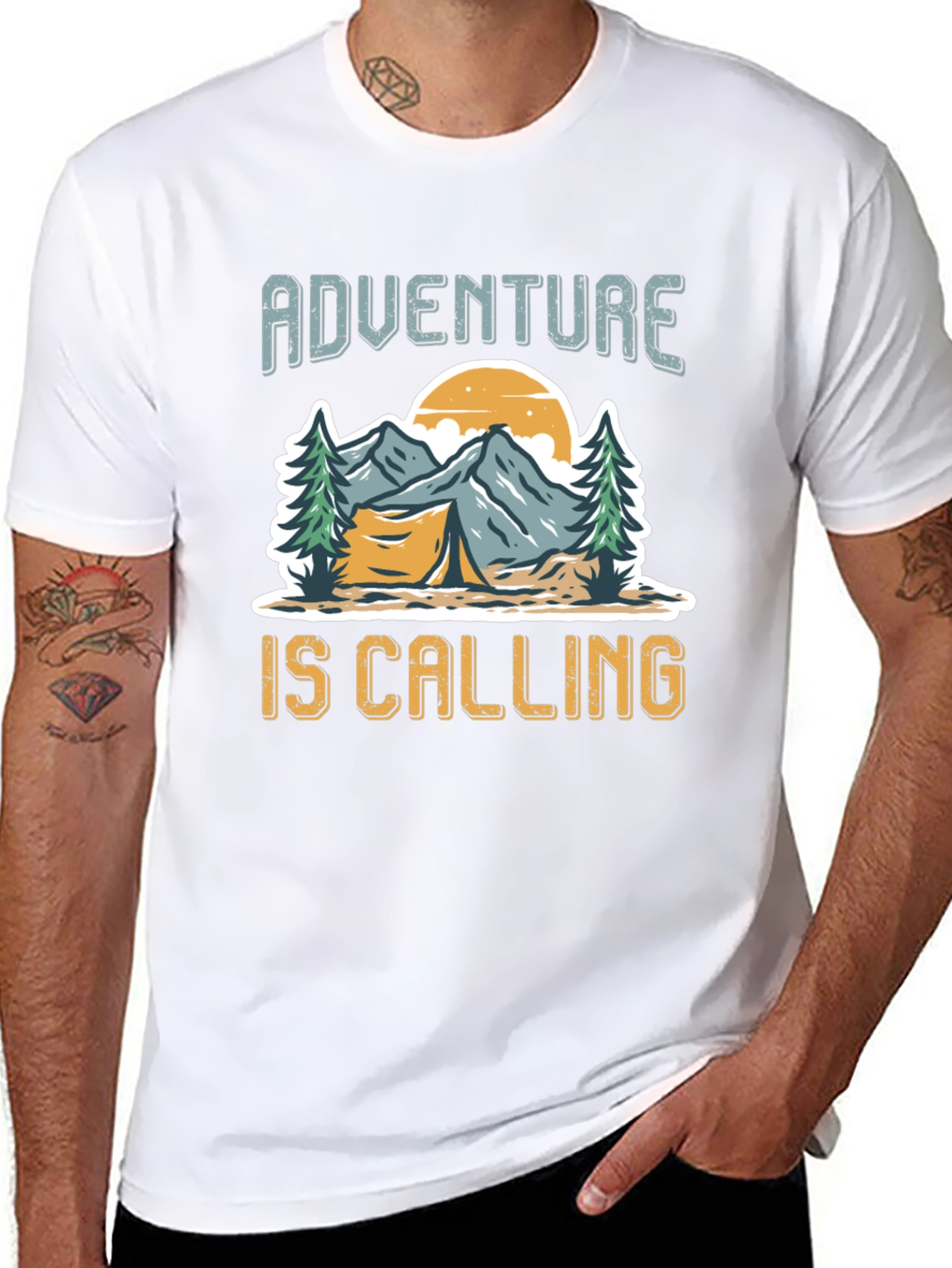 Adventure is Calling Black Graphic T-Shirt