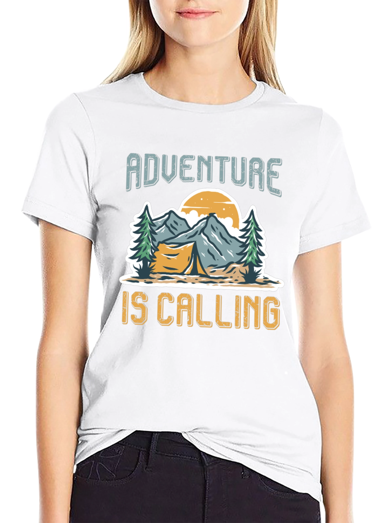 Adventure is Calling Black Graphic T-Shirt