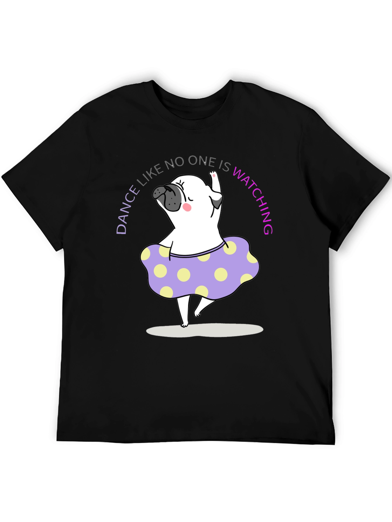 Dance Pug T-Shirt - Black Cotton Tee