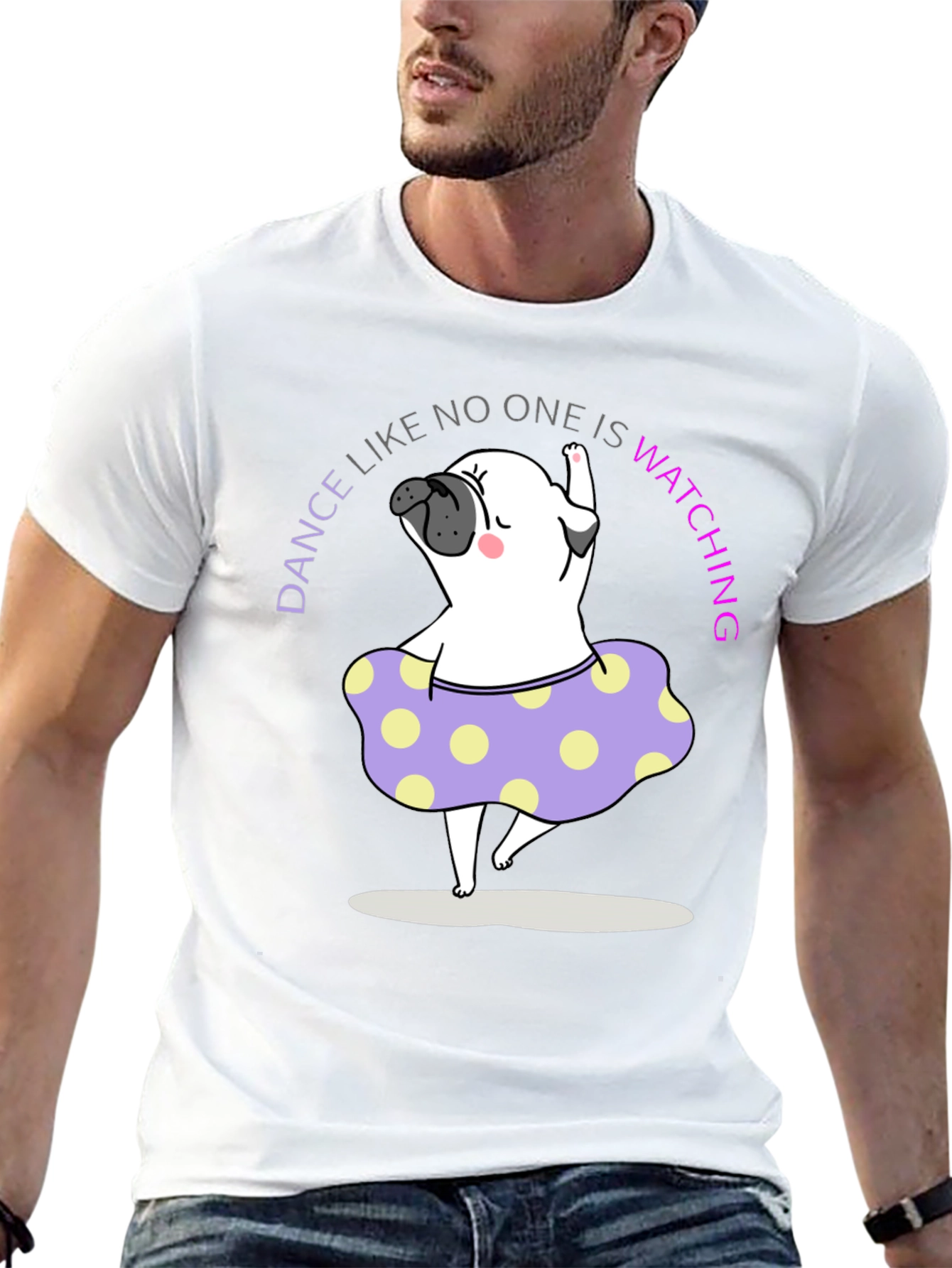 Dance Pug T-Shirt - Black Cotton Tee