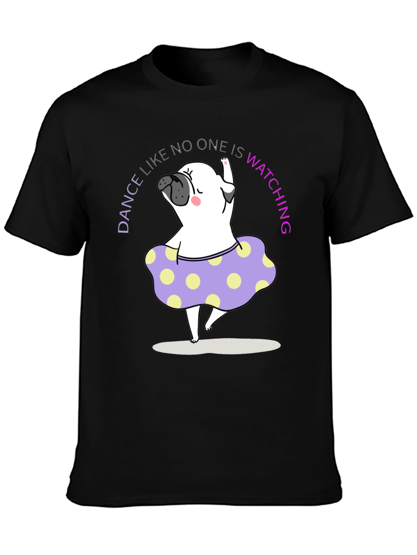 Dance Pug T-Shirt - Black Cotton Tee