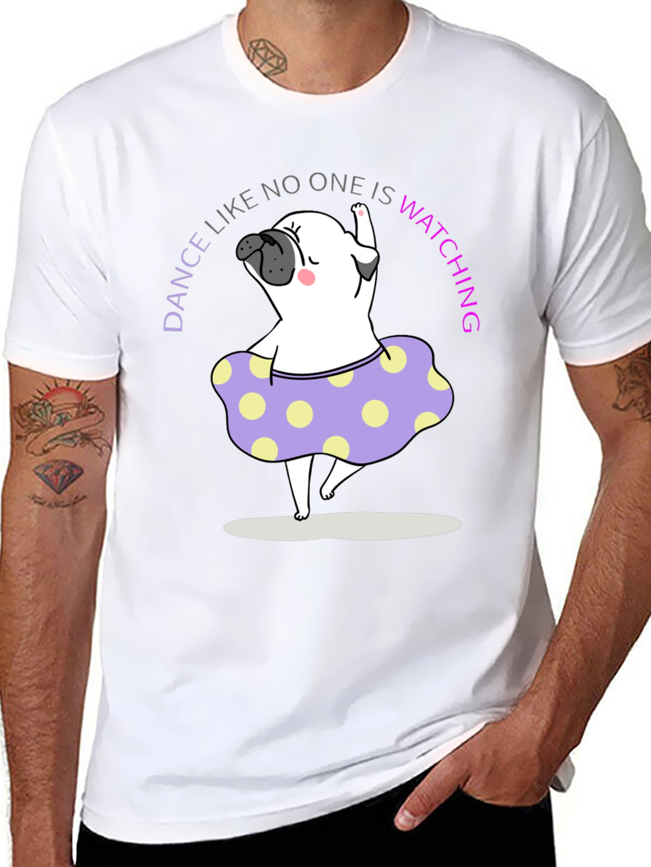 Dance Pug T-Shirt - Black Cotton Tee