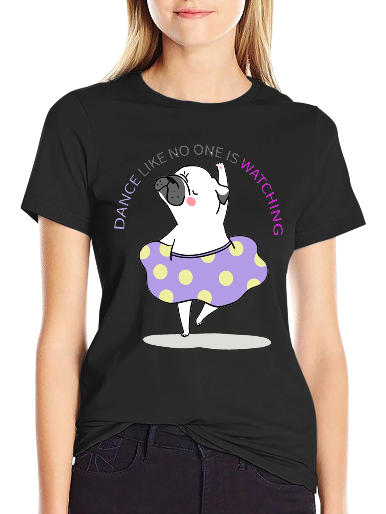 Dance Pug T-Shirt - Black Cotton Tee