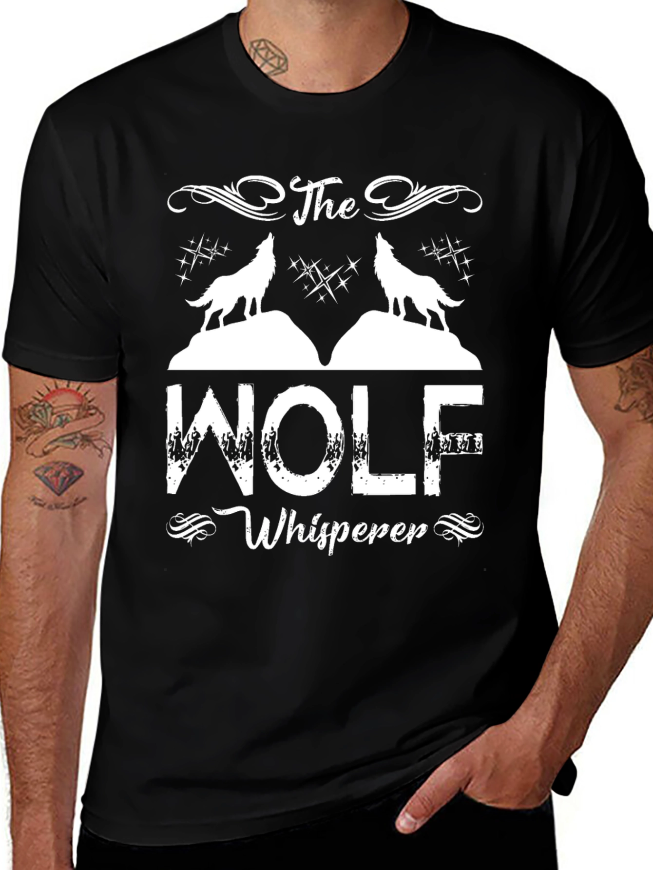 The Wolf Whisperer Graphic T-Shirt - Black