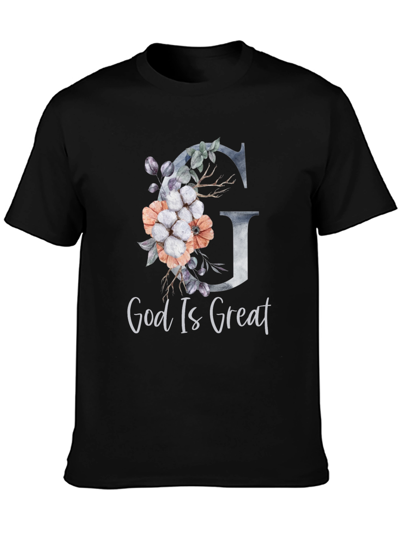 God Is Great Floral Letter Graphic T-Shirt