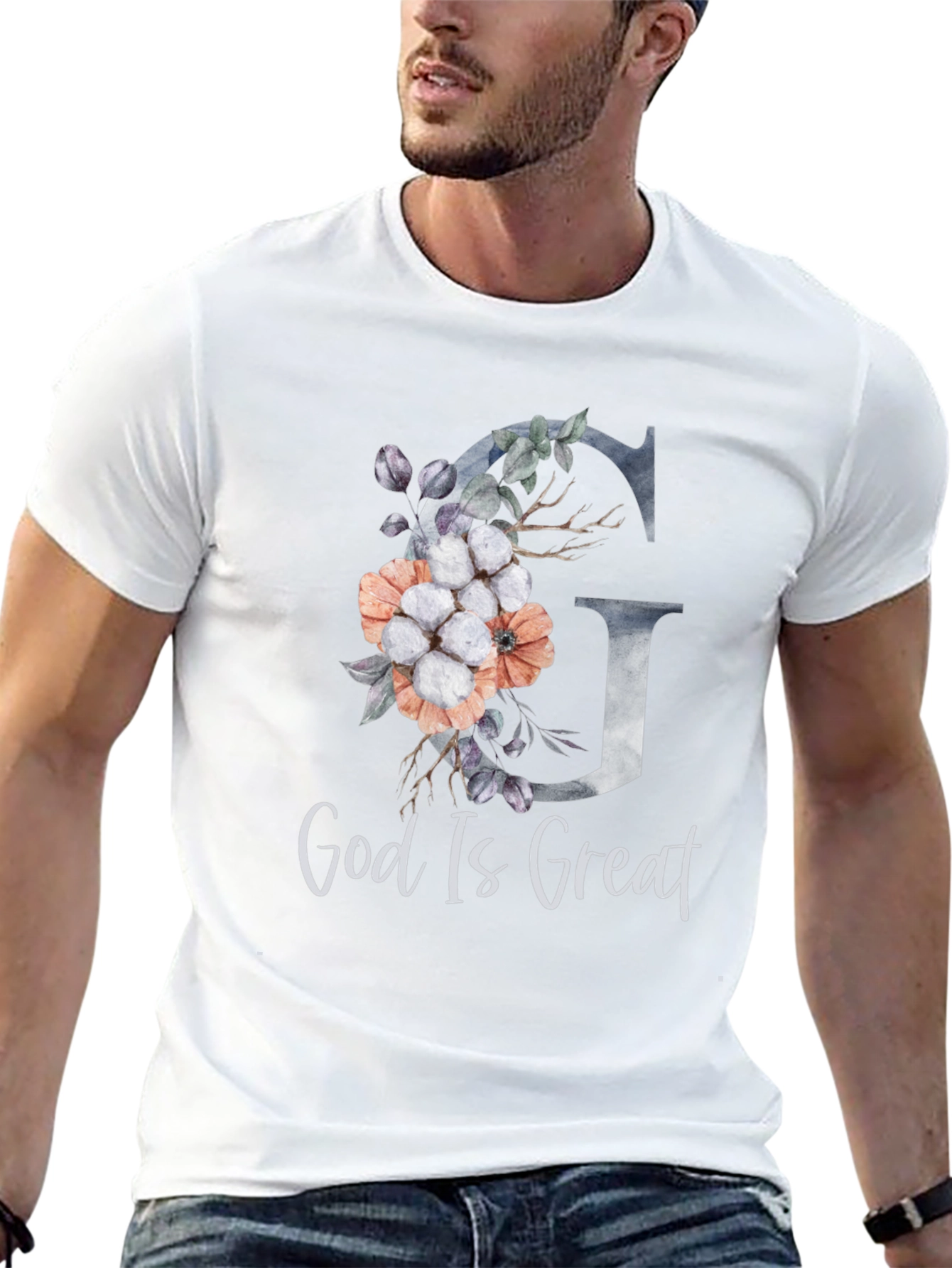 God Is Great Floral Letter Graphic T-Shirt