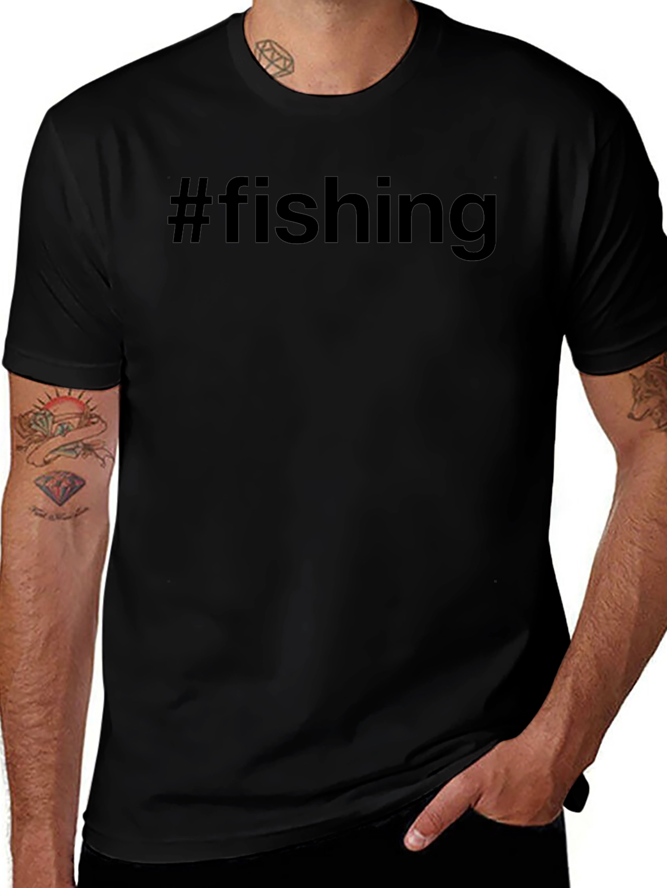 Mens #fishing Graphic Tee - Black