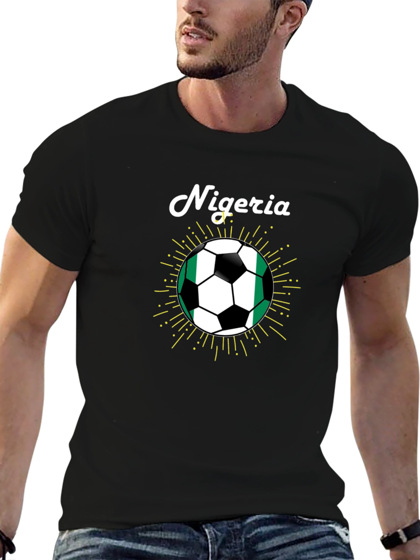 Nigeria Soccer Ball T-Shirt - Black