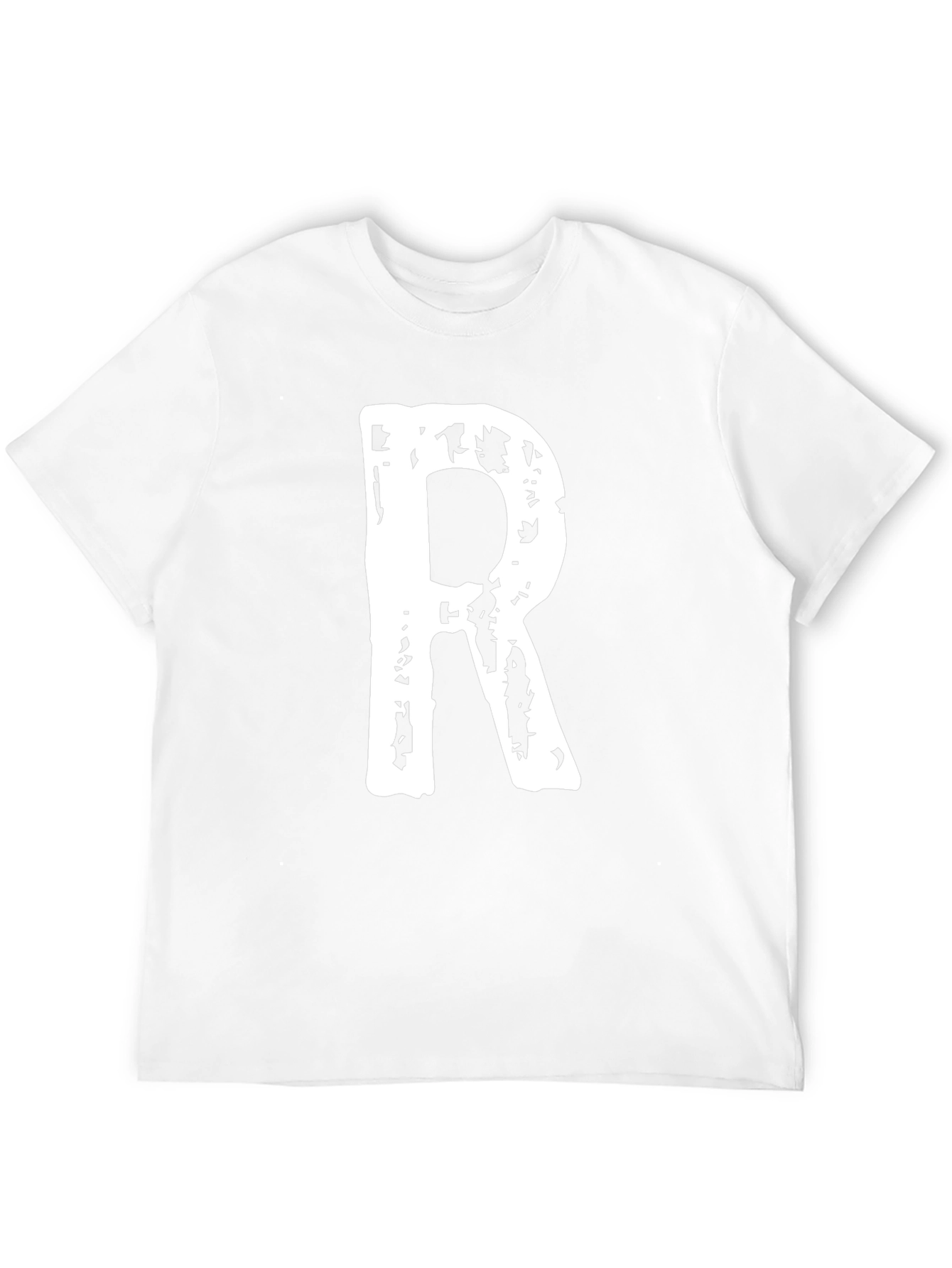 Black T-Shirt with White Letter R Print