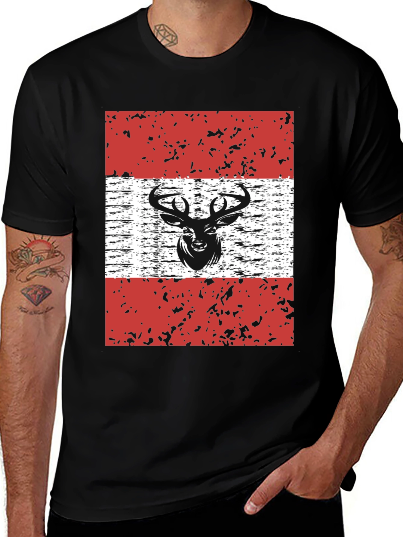 Deer Austria Flag Graphic T-Shirt
