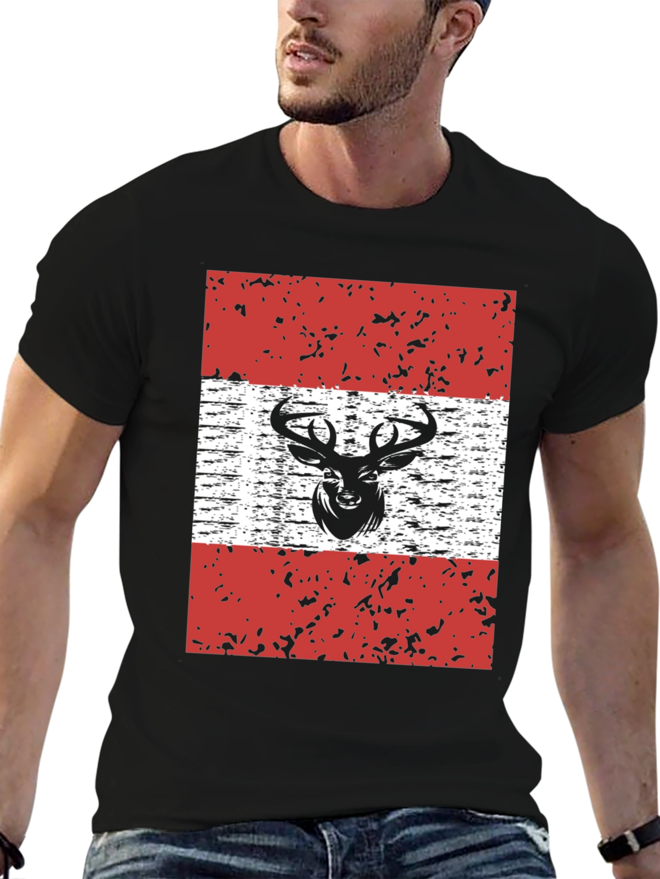 Deer Austria Flag Graphic T-Shirt