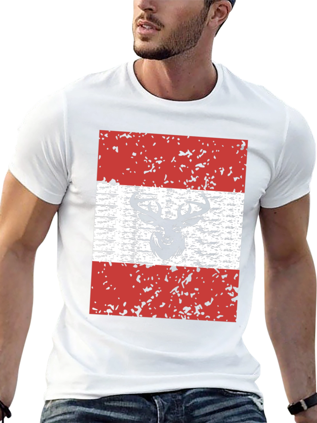 Deer Austria Flag Graphic T-Shirt