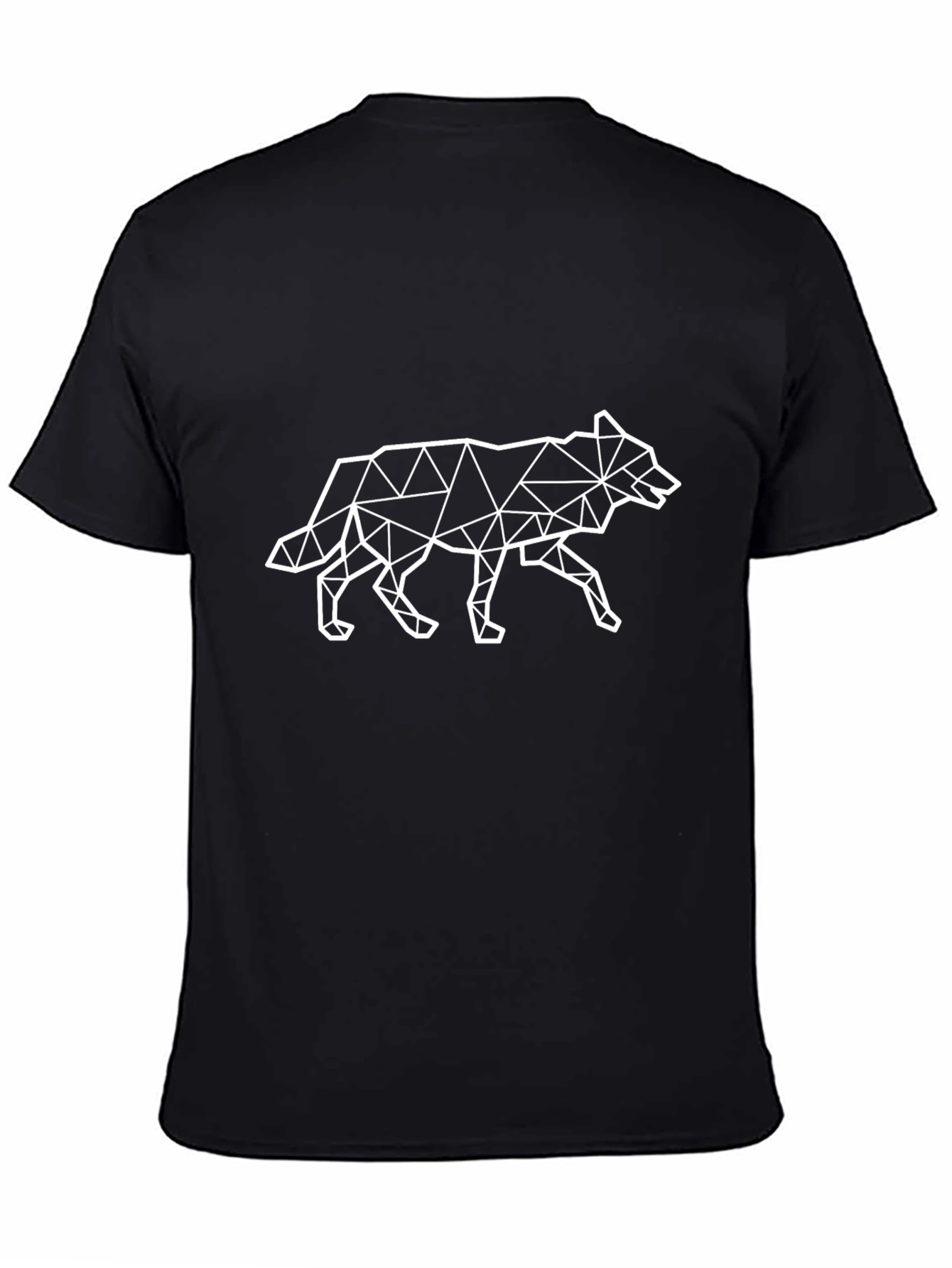 Geometric Wolf Graphic T-Shirt - Black