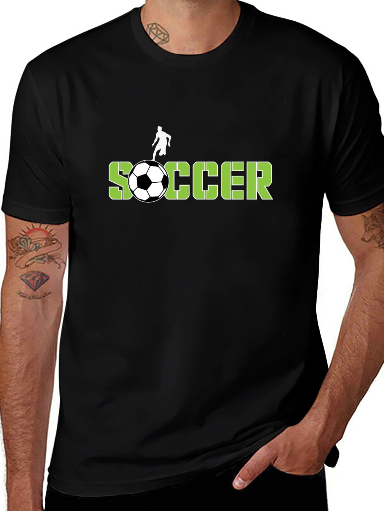 Soccer Graphic T-Shirt - Black Cotton Tee