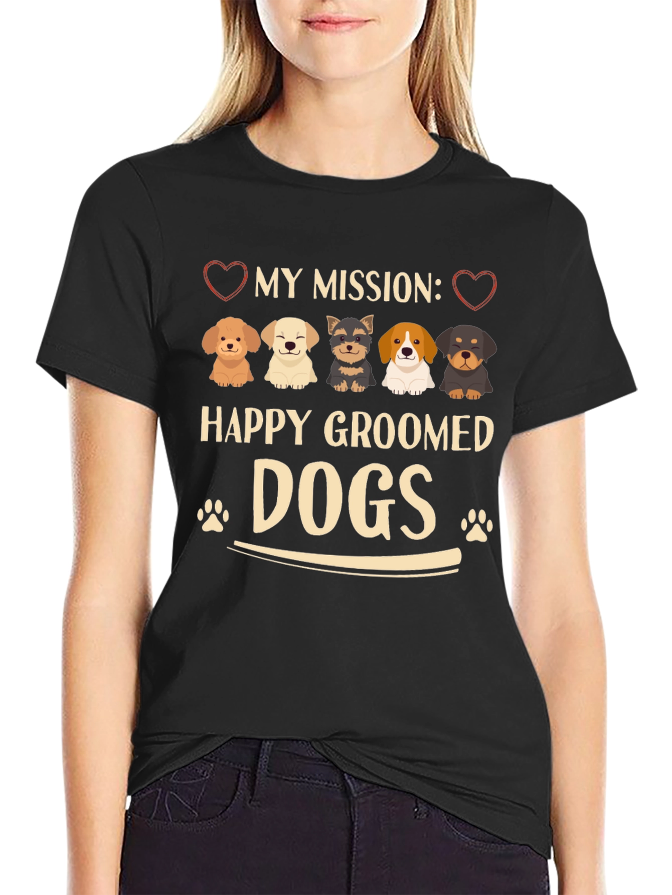 Happy Groomed Dogs Graphic T-Shirt