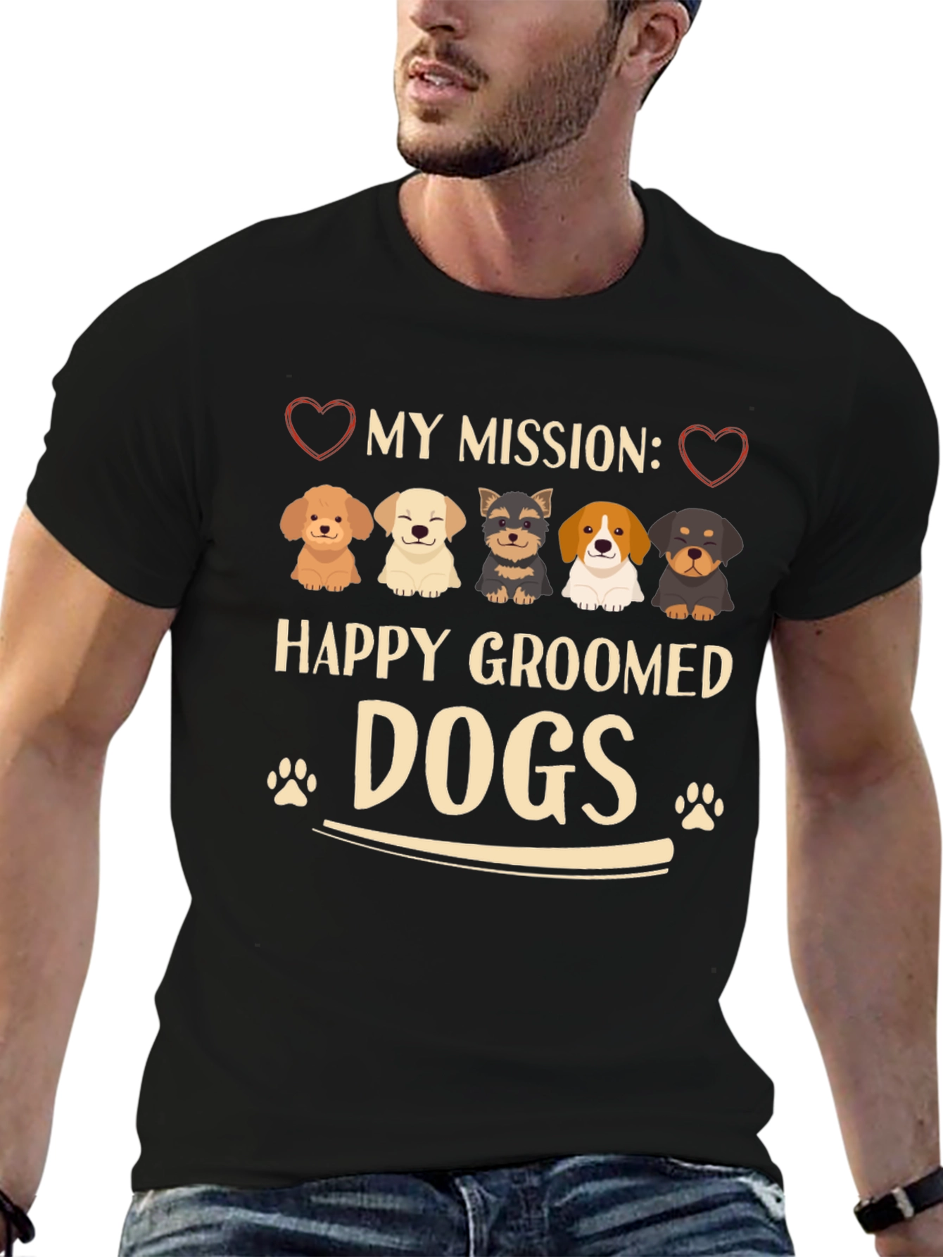 Happy Groomed Dogs Graphic T-Shirt