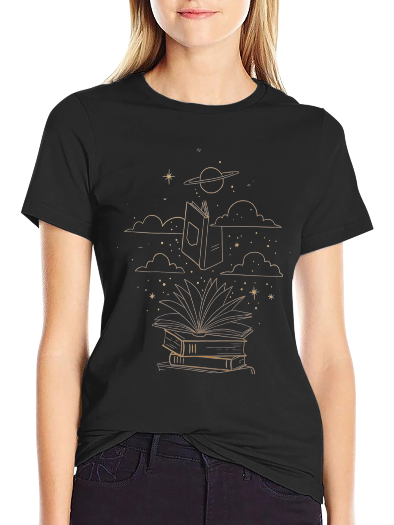 Cosmic Reader Black T-Shirt