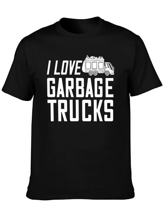 I Love Garbage Trucks T-Shirt - Black Cotton Blend Tee