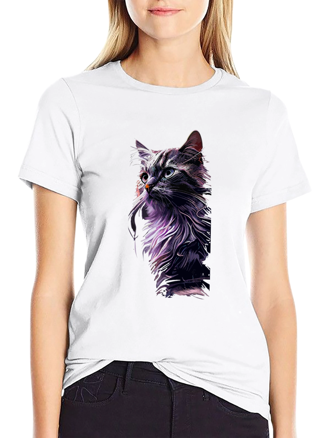 Cool Cat Graphic Print Black T-Shirt