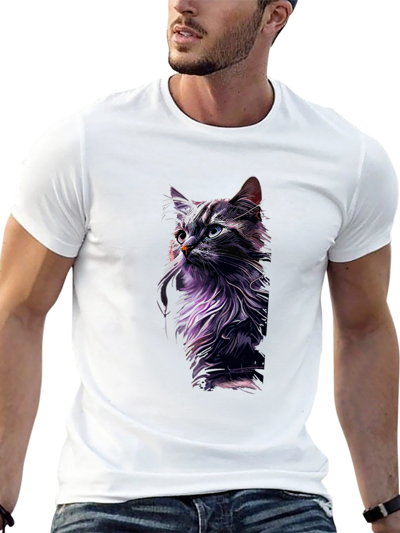 Cool Cat Graphic Print Black T-Shirt