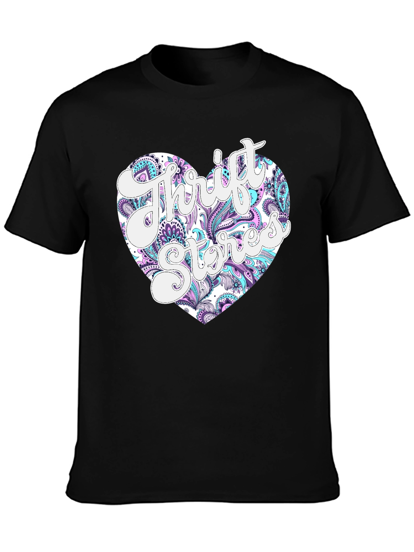 Thrift Stores Heart Graphic T-Shirt - Black