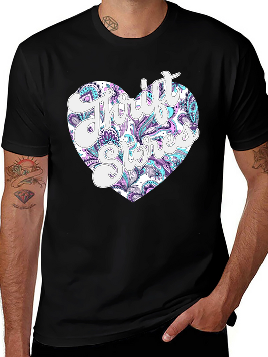Thrift Stores Heart Graphic T-Shirt - Black
