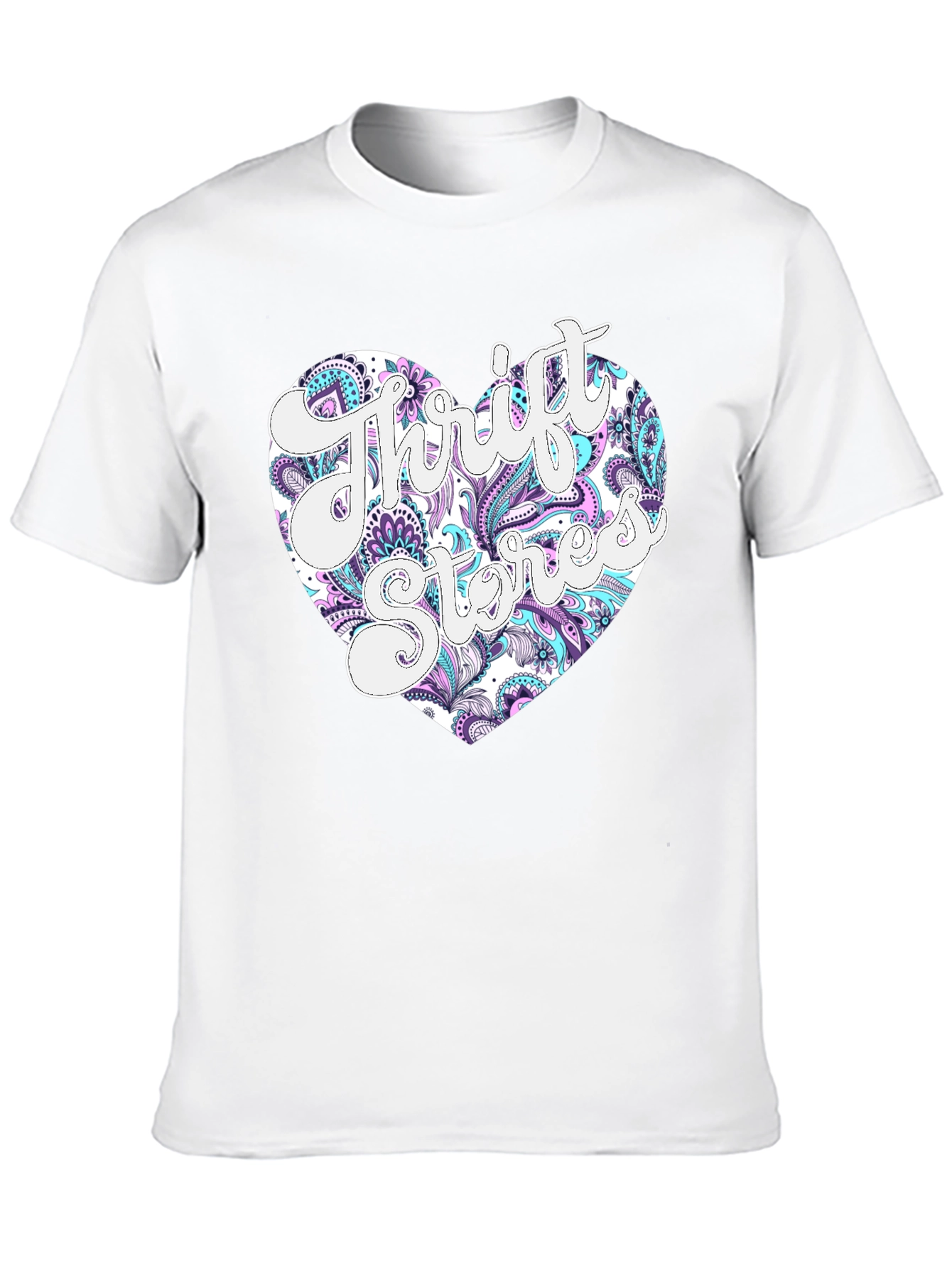 Thrift Stores Heart Graphic T-Shirt - Black