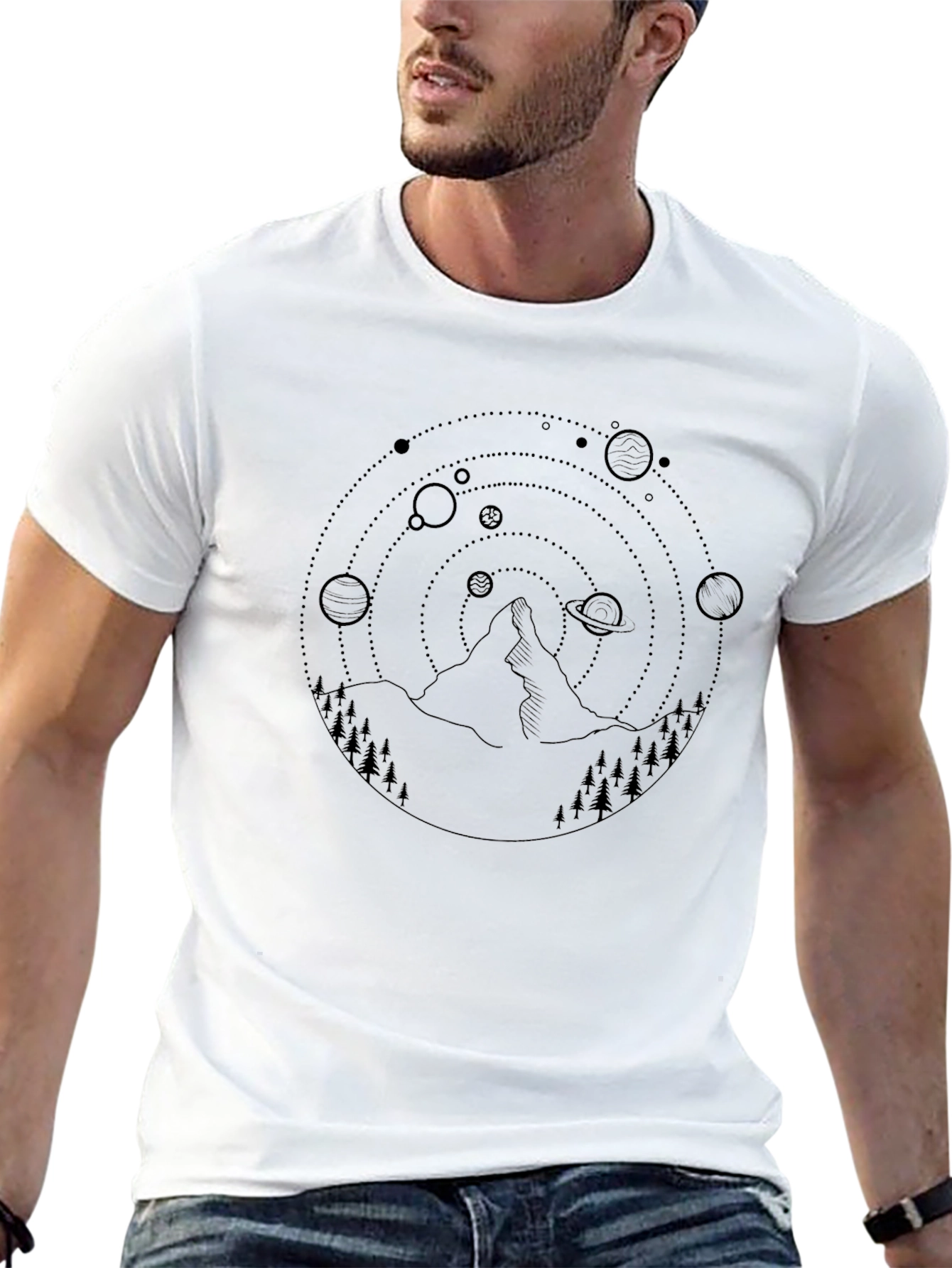 Cosmic Mountain Black Graphic Tee