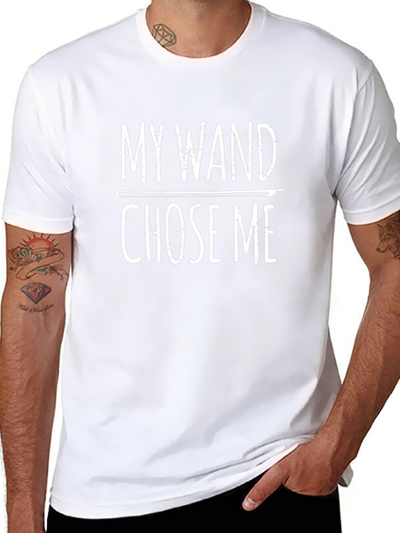 My Wand Chose Me Black Graphic T-Shirt