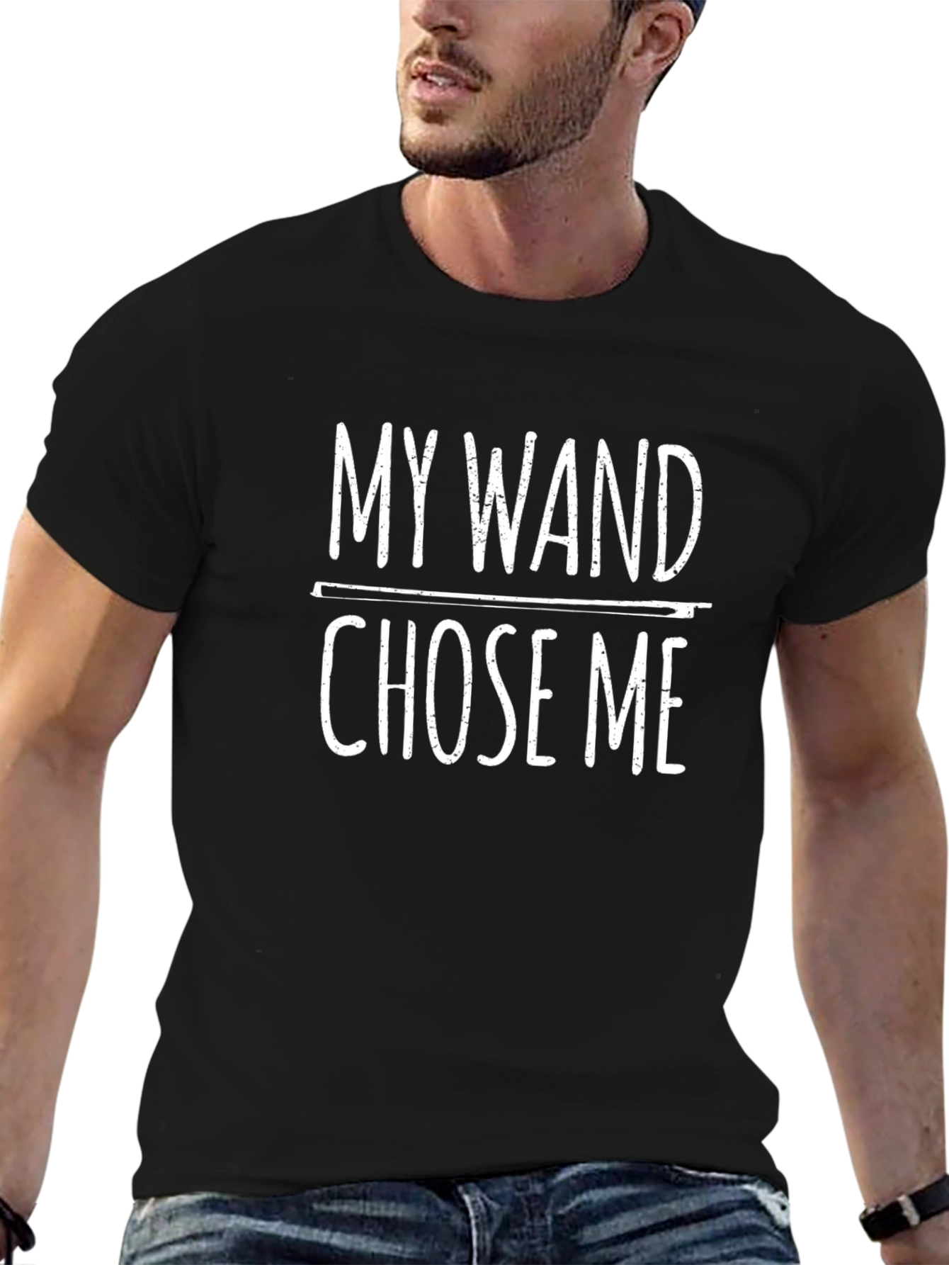 My Wand Chose Me Black Graphic T-Shirt
