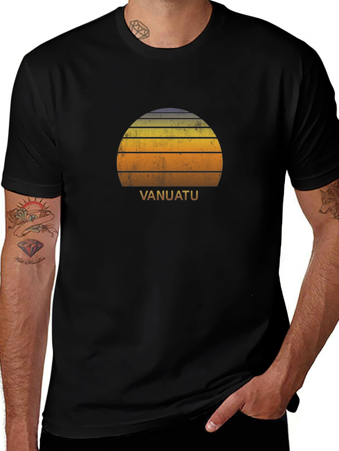 Vanuatu Retro Sunset T-Shirt - Island Vibes