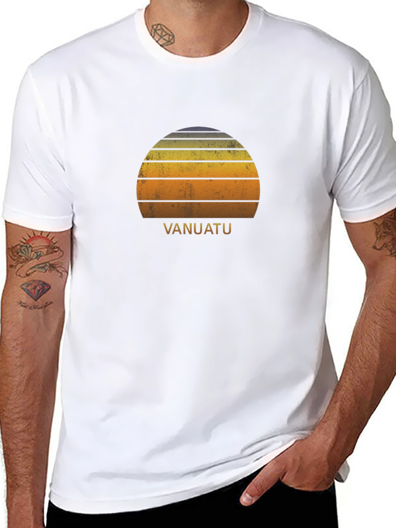 Vanuatu Retro Sunset T-Shirt - Island Vibes