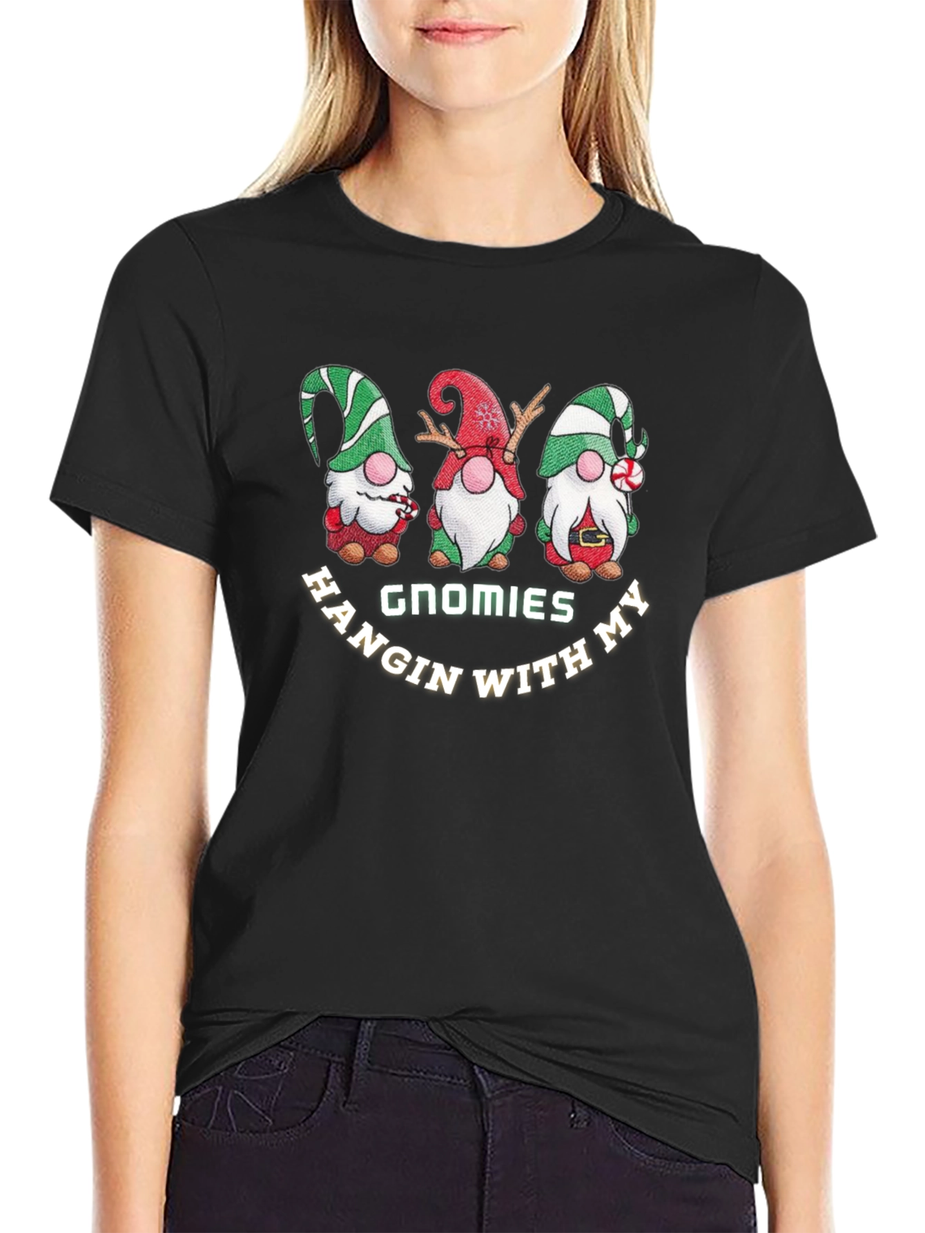 Gnomies Hangin With My T-Shirt Black Holiday Gnomes