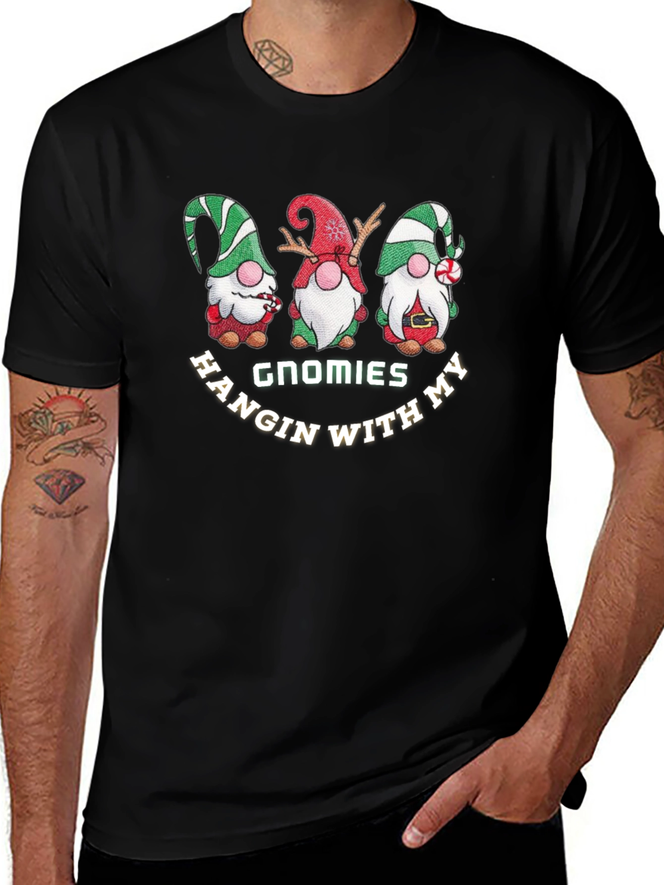 Gnomies Hangin With My T-Shirt Black Holiday Gnomes