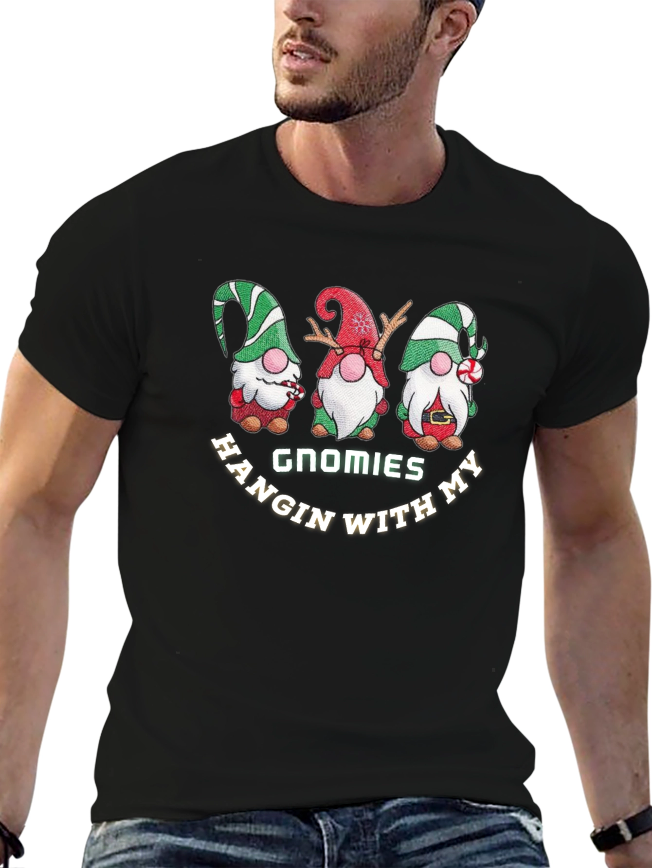 Gnomies Hangin With My T-Shirt Black Holiday Gnomes