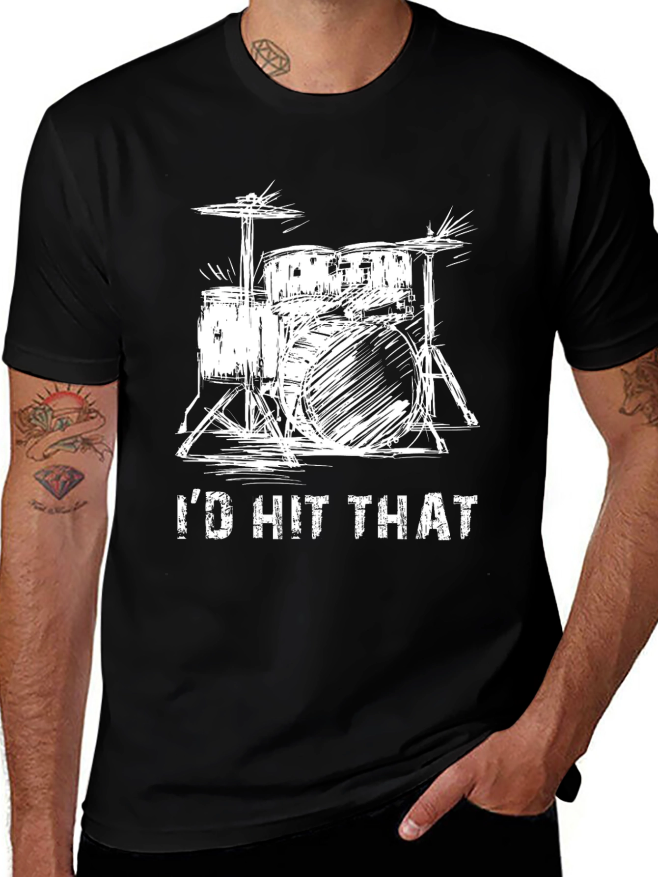 Id Hit That Drum Set Black T-Shirt