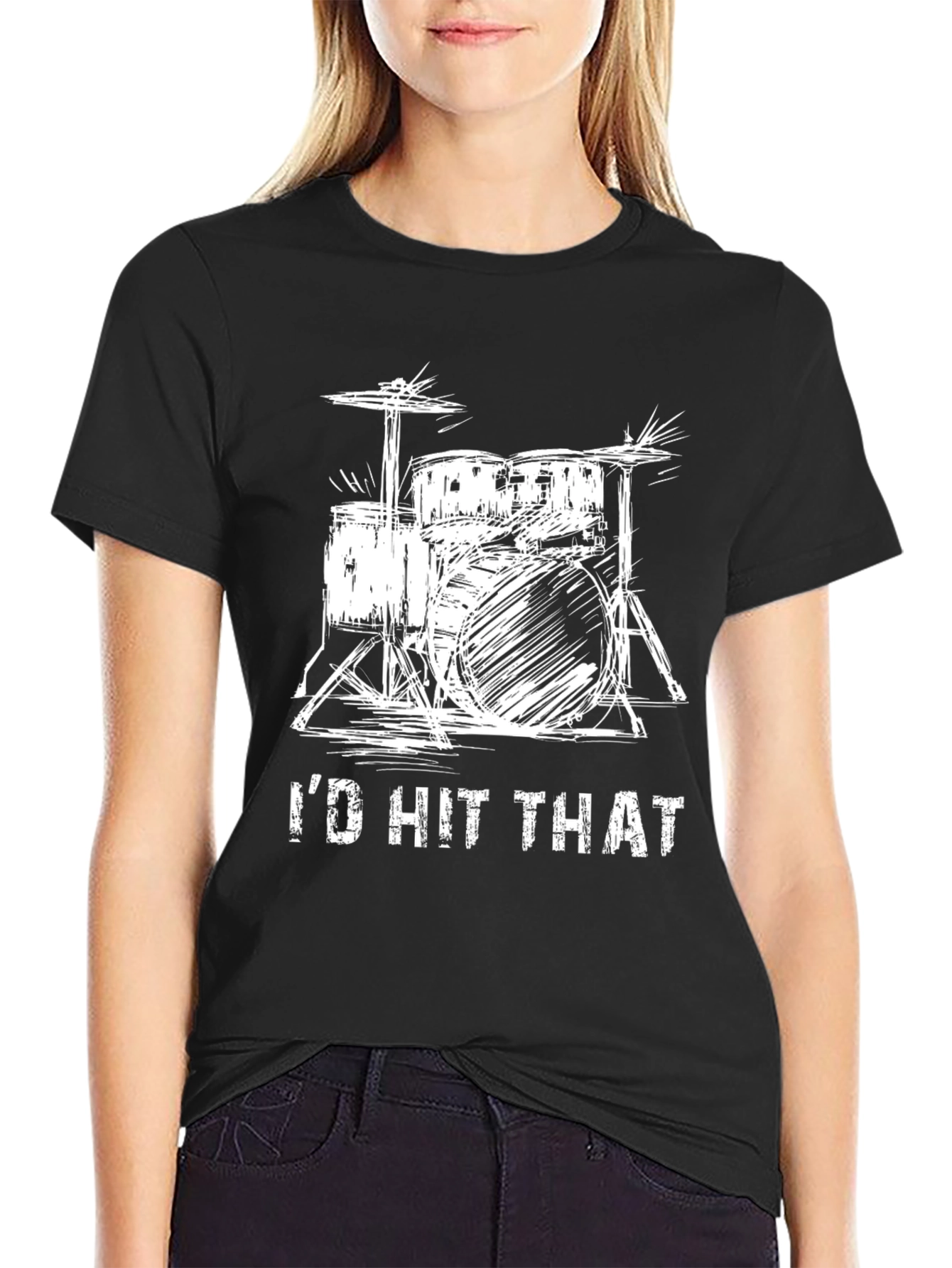 Id Hit That Drum Set Black T-Shirt