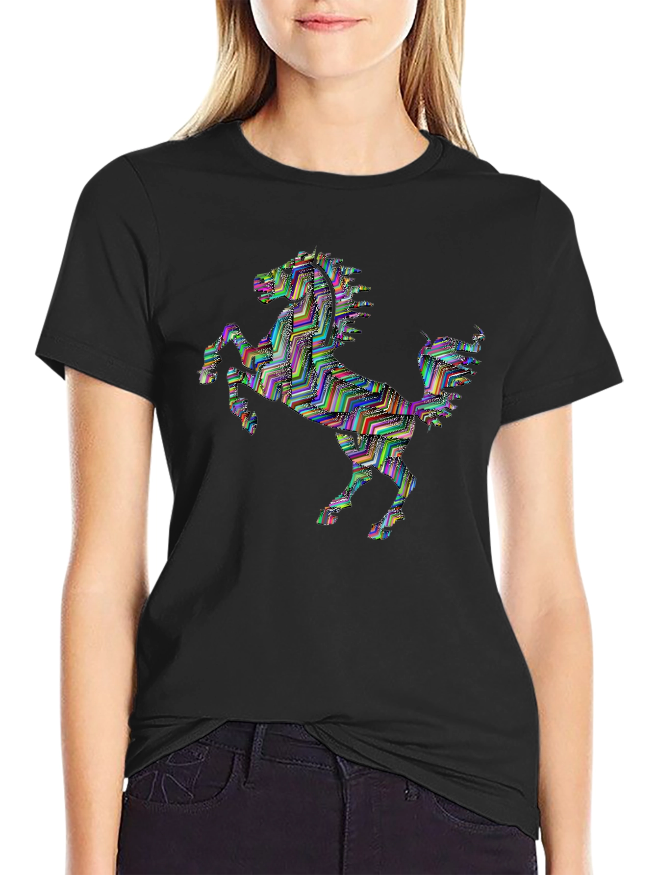 Prancing Horse Graphic T-Shirt - Black