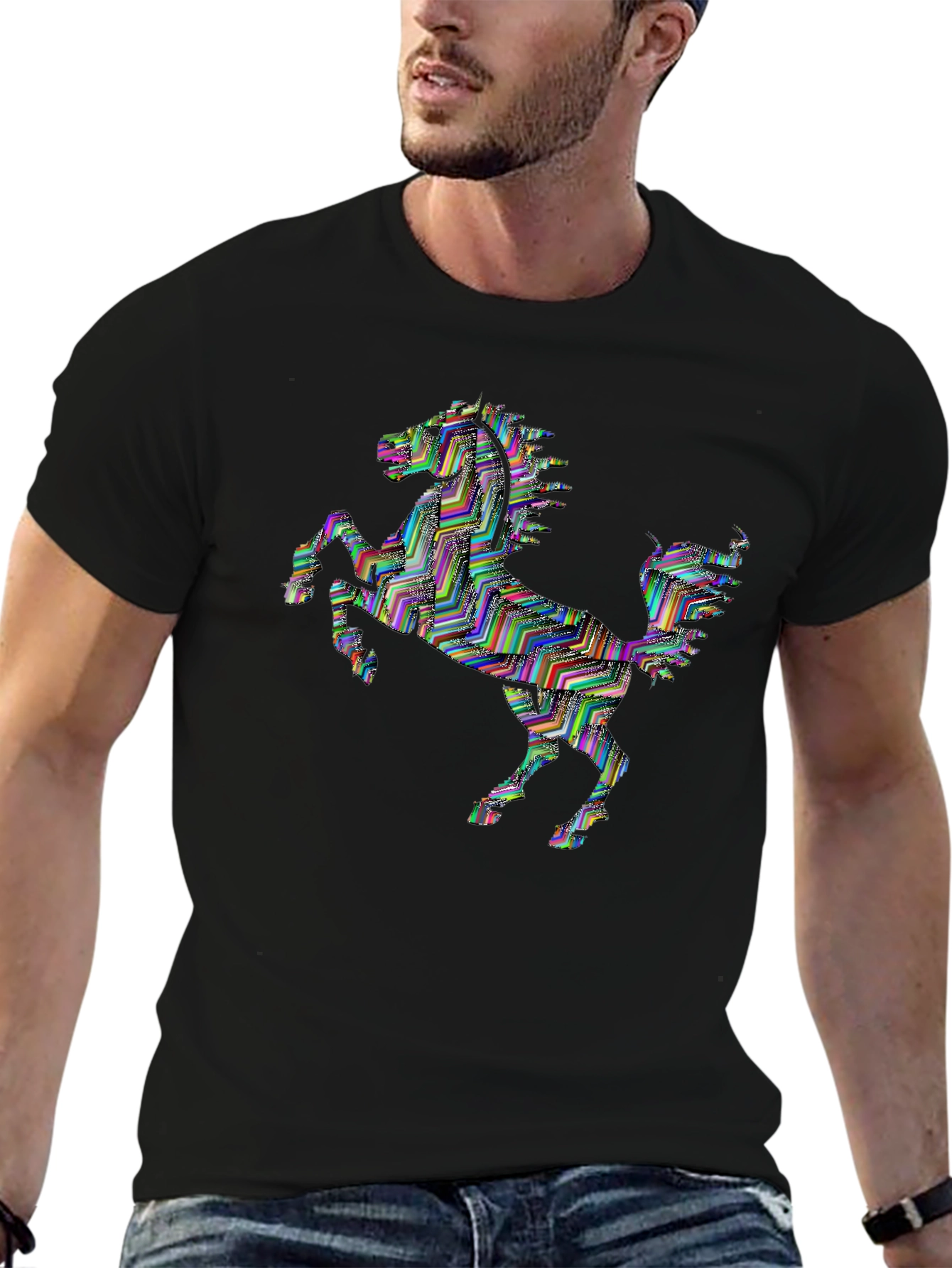 Prancing Horse Graphic T-Shirt - Black