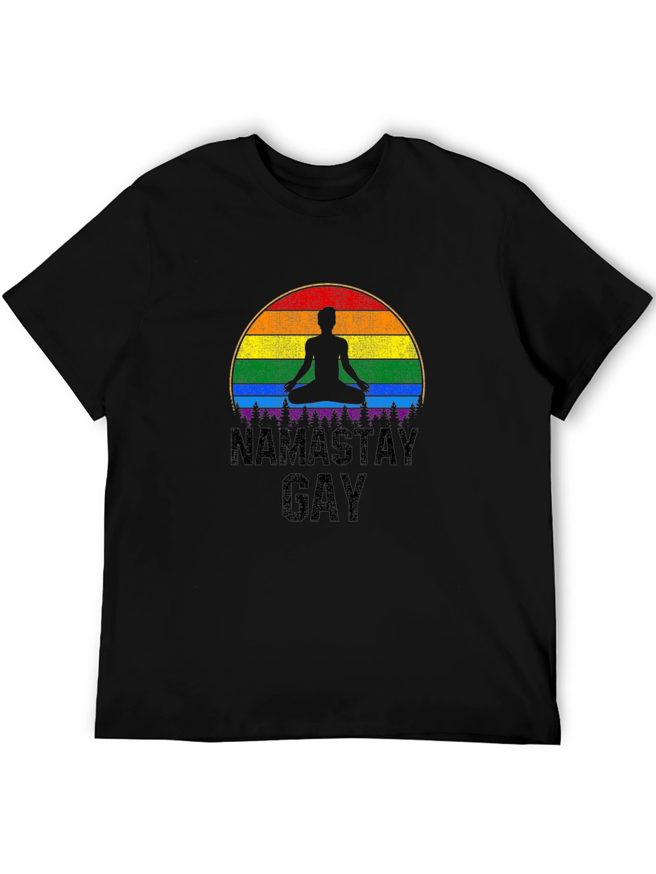 Namastay Gay T-Shirt: Pride Rainbow Yoga Tee