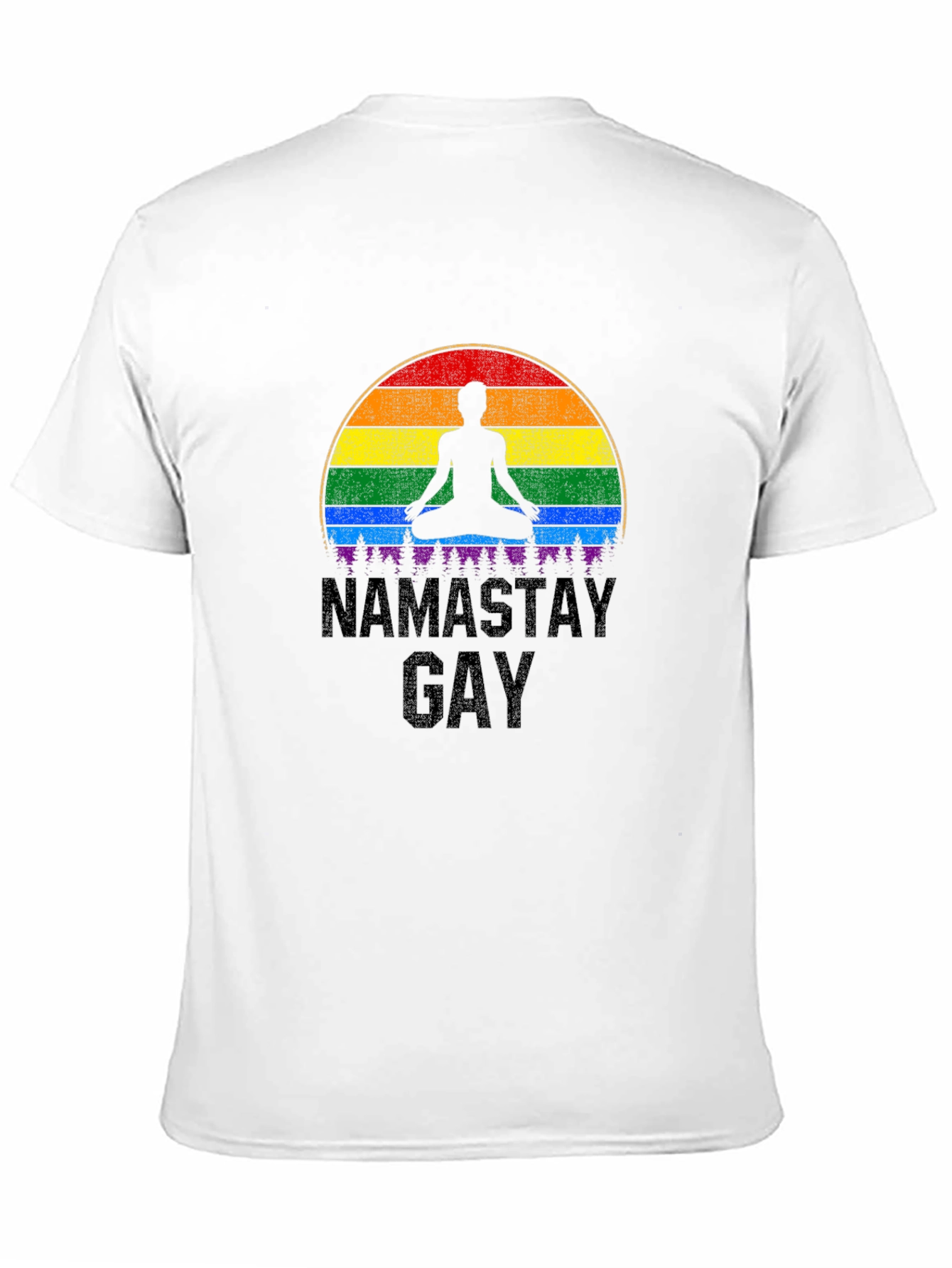 Namastay Gay T-Shirt: Pride Rainbow Yoga Tee