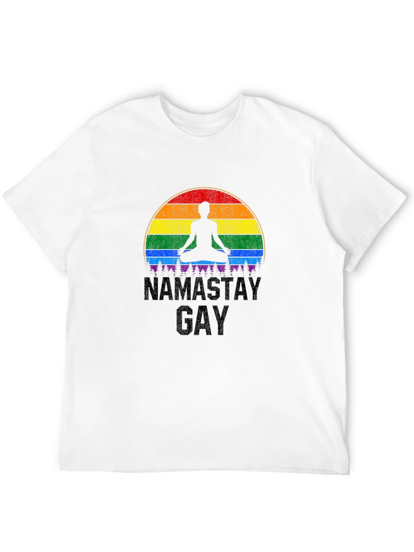 Namastay Gay T-Shirt: Pride Rainbow Yoga Tee