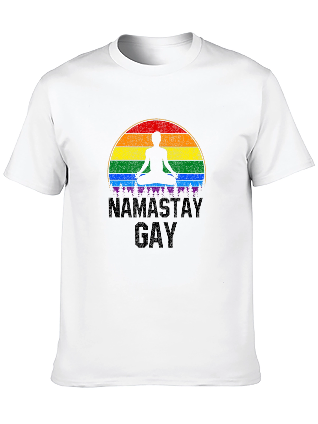 Namastay Gay T-Shirt: Pride Rainbow Yoga Tee