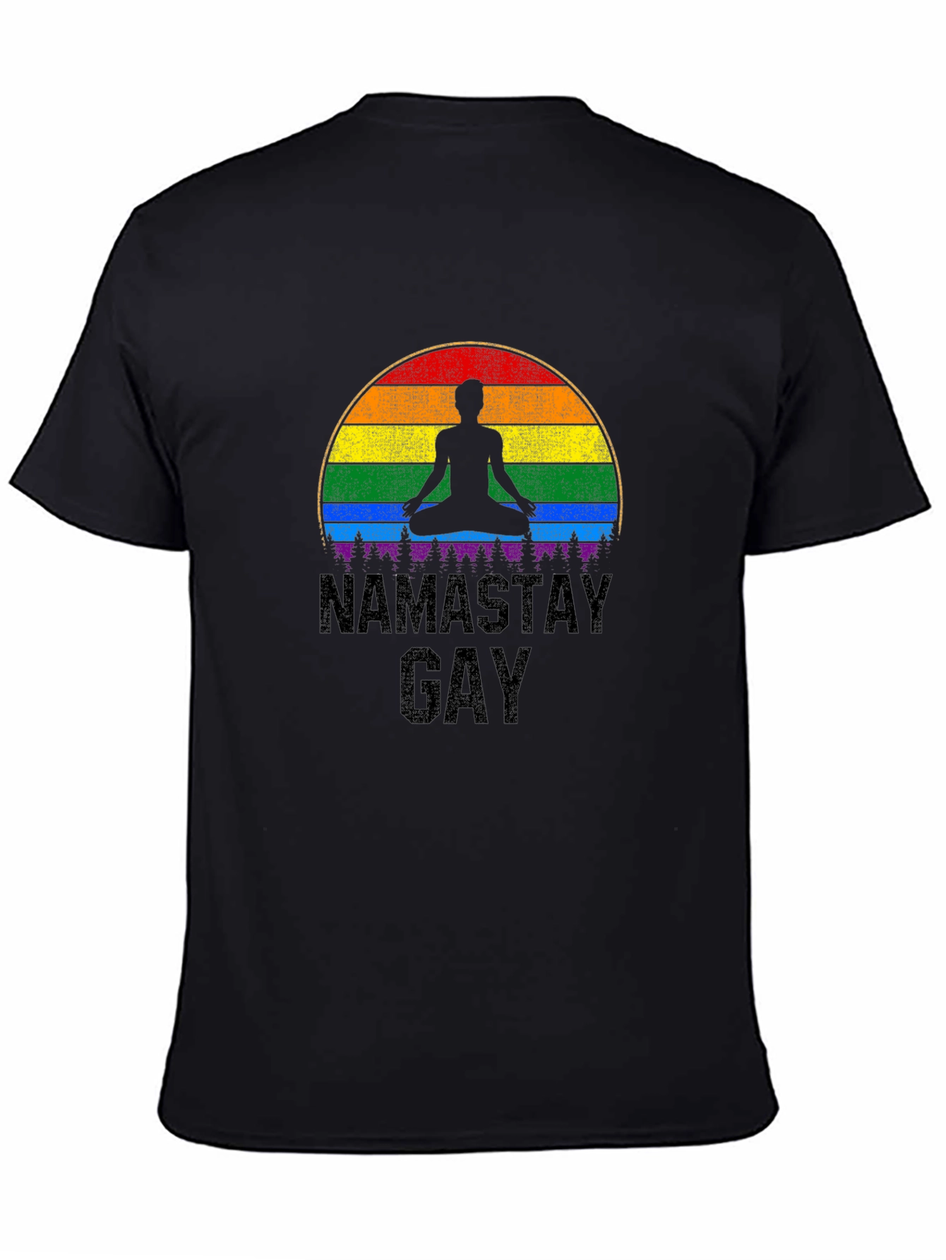 Namastay Gay T-Shirt: Pride Rainbow Yoga Tee