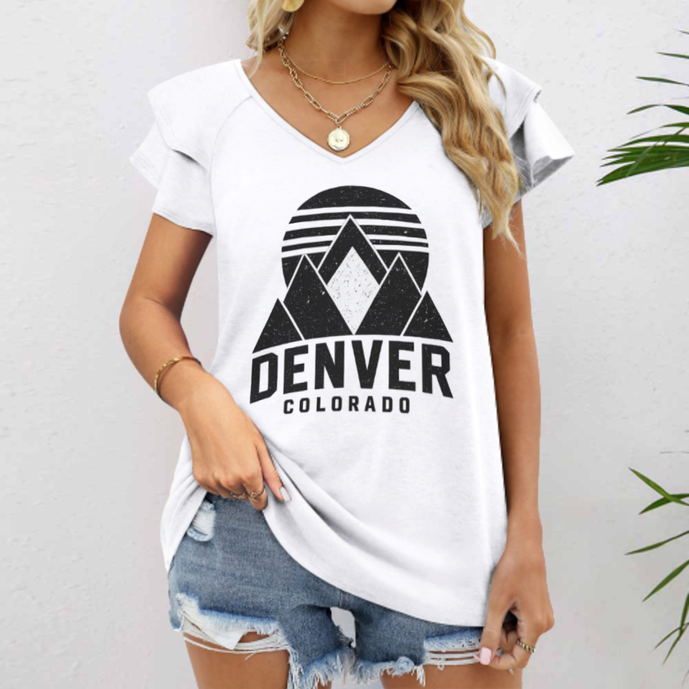 Denver Colorado Mountain Graphic T-Shirt – Retro Outdoor Adventure Nature Travel Tee(z244)