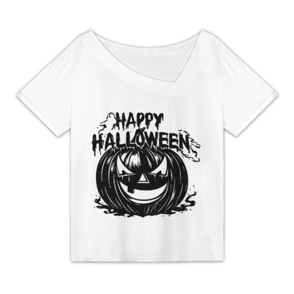 Happy Halloween Pumpkin Graphic T-Shirt – Spooky Jack-O’-Lantern Horror Style Tee for Halloween Parties(z239)