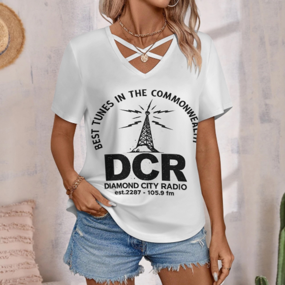DCR Diamond City Radio Vintage Graphic Tee – Commonwealth Retro Gaming Inspired Shirt(z230)