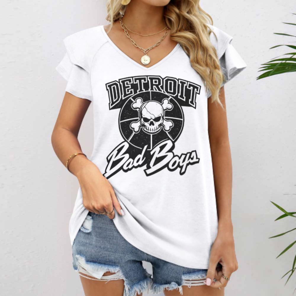 Detroit Bad Boys Skull Basketball Graphic T-Shirt – Vintage Streetwear Sports Style Tee(z246)