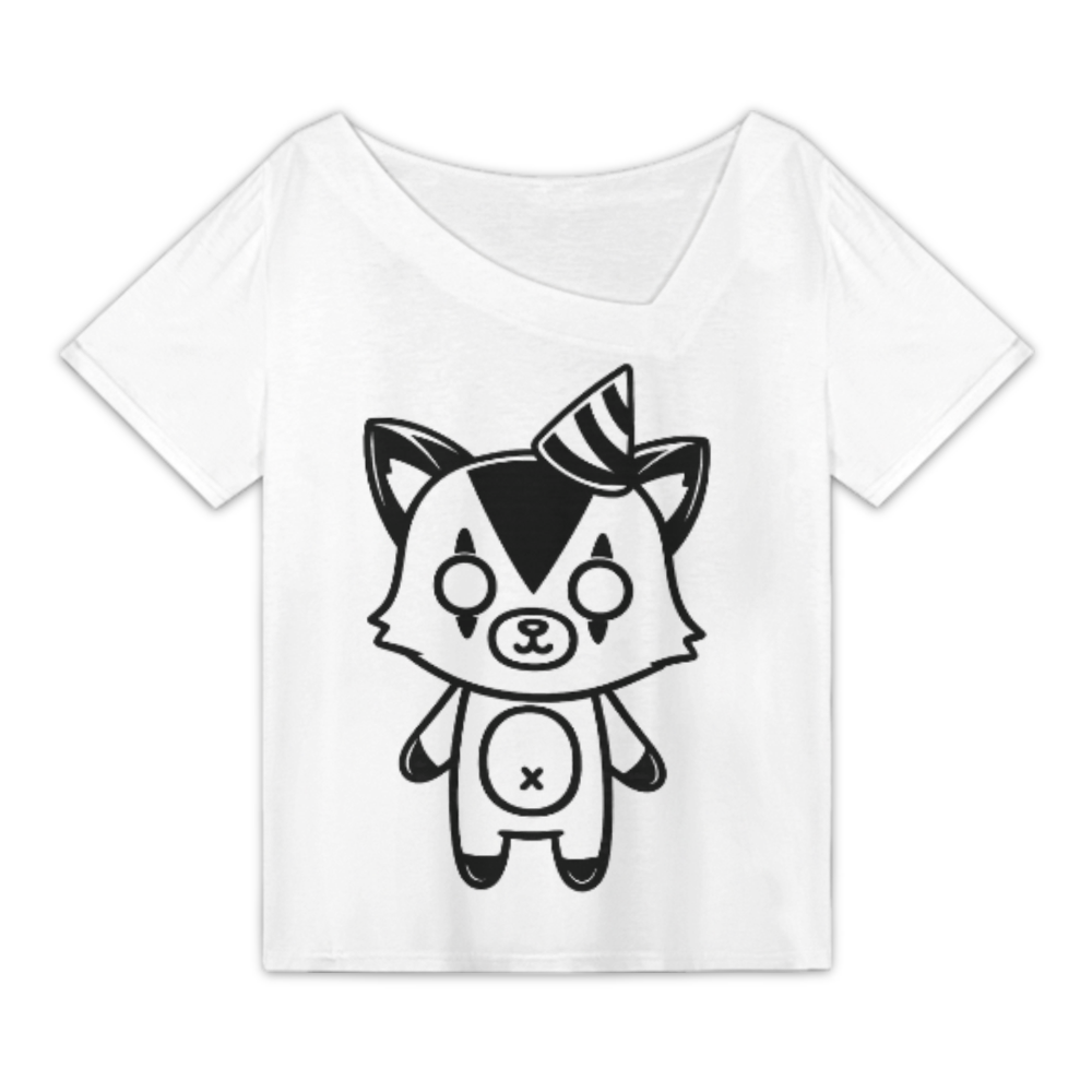 Cute Goth Cartoon Fox Graphic T-Shirt – Kawaii Dark Aesthetic Animal Tee for Trendy Streetwear(z235)