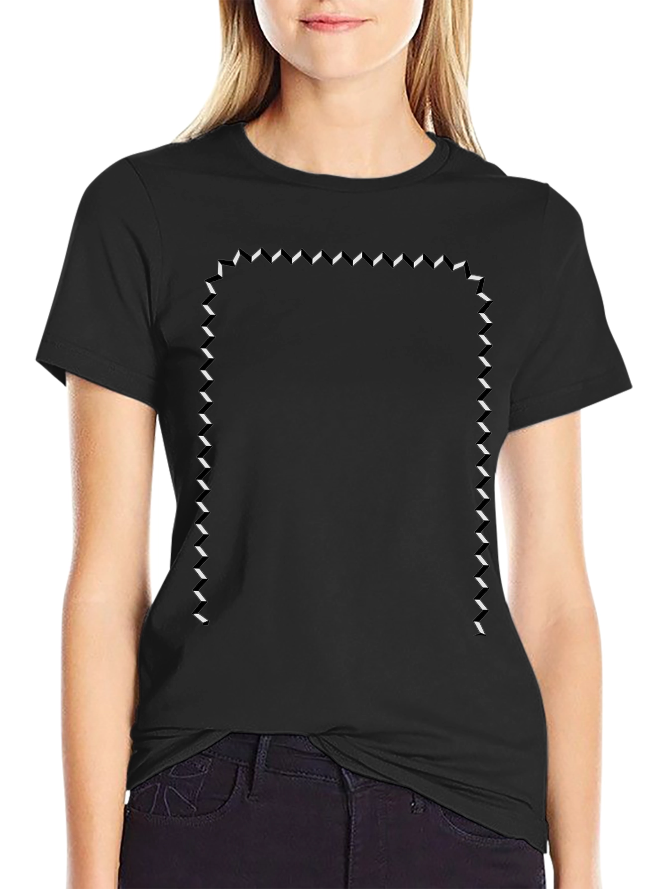 Modern Geometric Framed Black T-Shirt